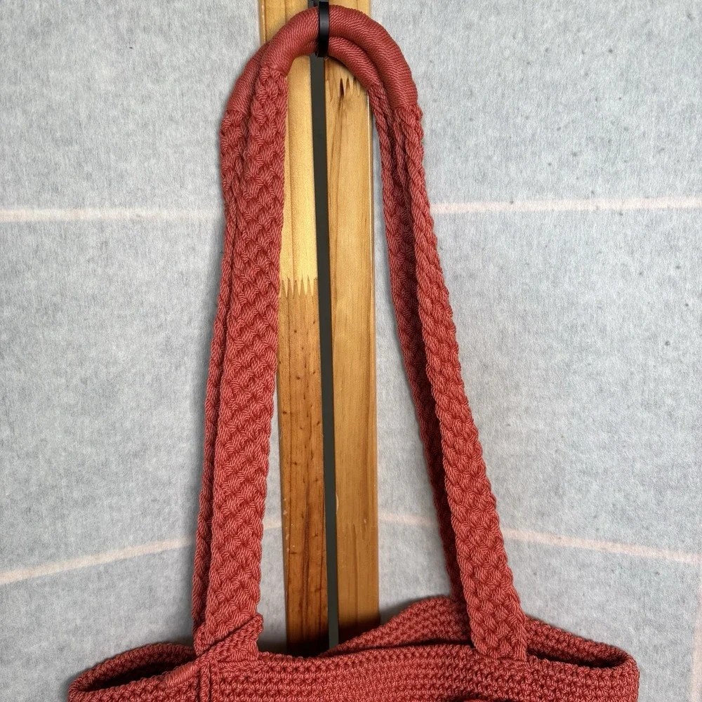 The Sak Red Orange Stripe Crochet/Handbag Purse‎ Beach Cruise Boho Y2K Woven